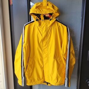 VINTAGE GAP REFLECTIVE RACING STRIPED HOODED WINDBREAKER JACKET XS STRIPED